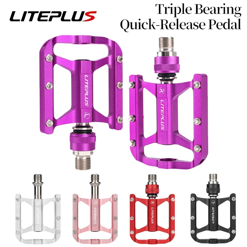 

Liteplus Quick-Release MTB Pedals Aluminum Alloy Double-Sided Grip 3-Sealed Bearings for Mountain Folding Bikes Bike accessories