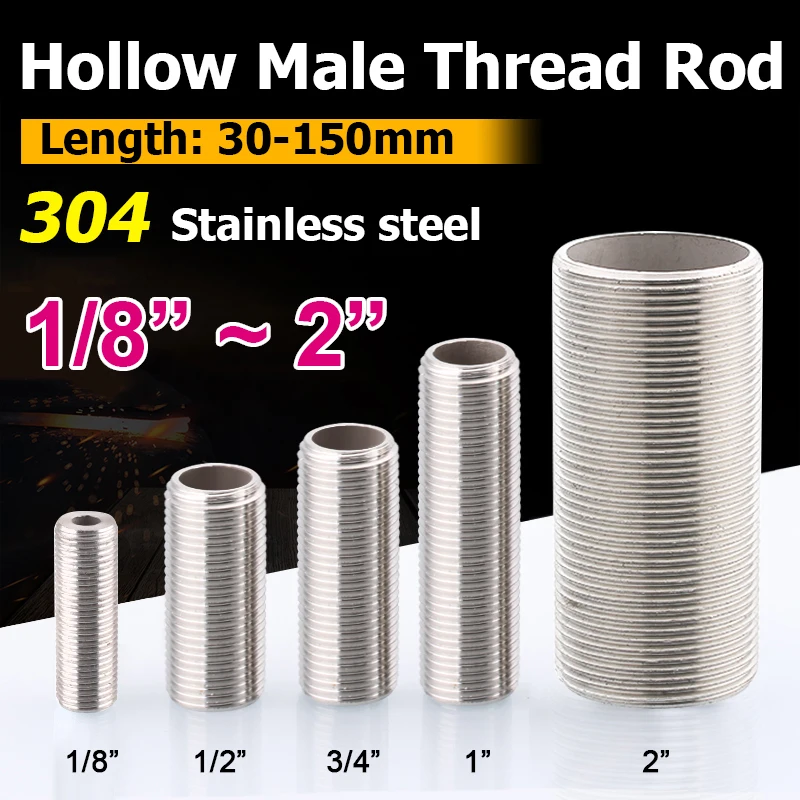 304 Stainless Steel Hollow Male Thread Rod 1/8