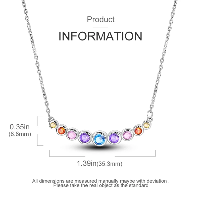 925 Sterling Silver Rainbow Bubble Dream Necklace With Seven Colors Women\'s Party Jewelry