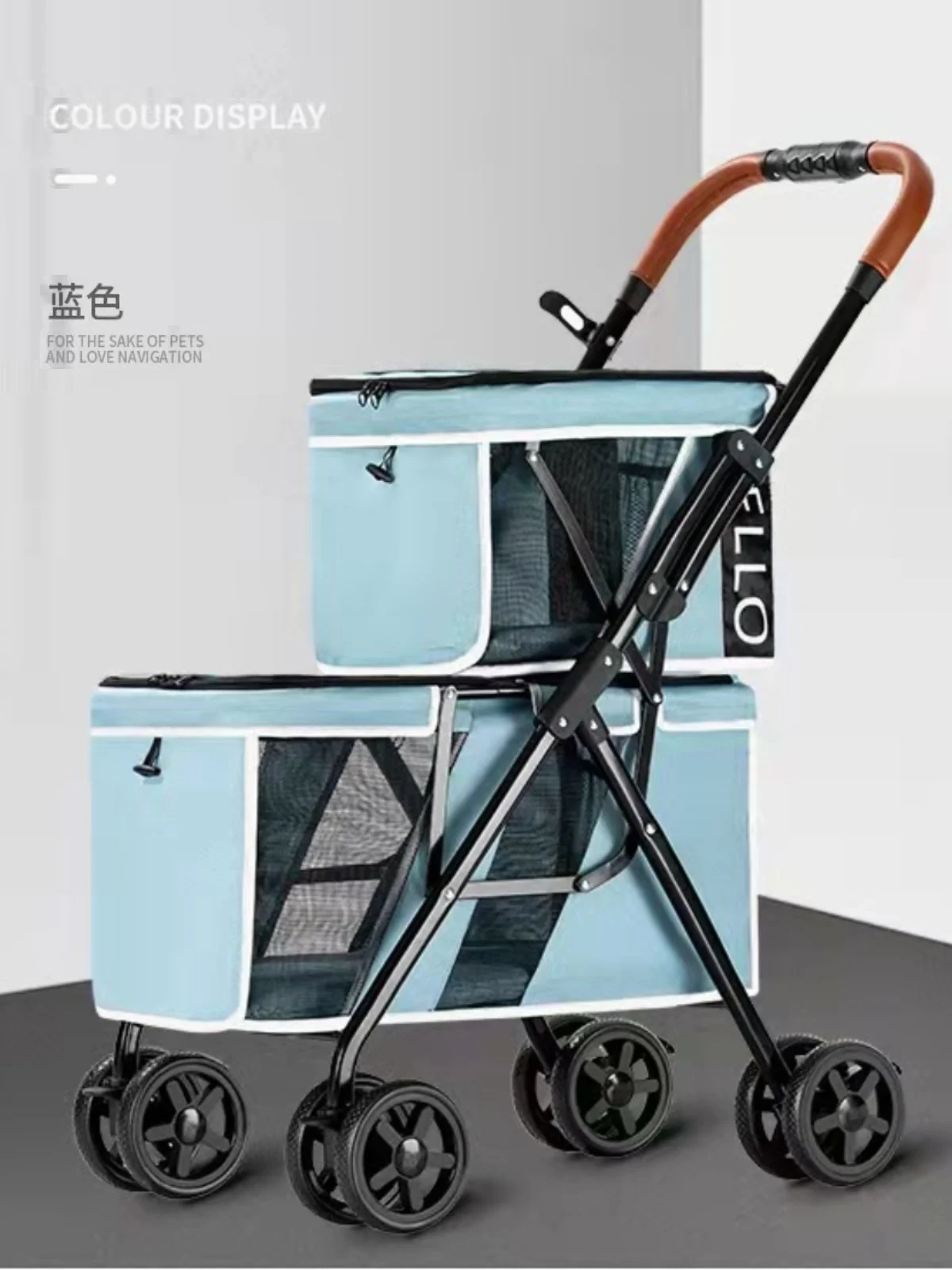 Pet stroller is convenient to carry when walking dogs and cats.