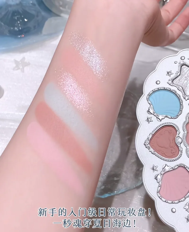 フラワーノウズシェルゼリーシリーズ 6色アイシャドウパレット マットファインシマーパールフェイスパレット グリッターアイシャドウ