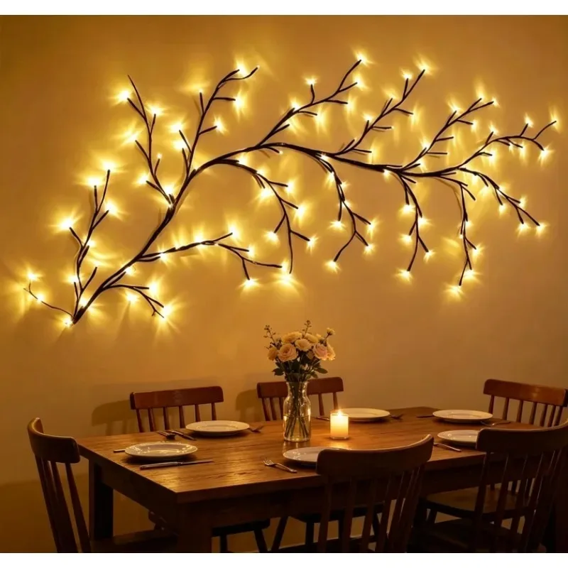 LED Willow Vine Tree Branch Wall Lights 96 LED Flexible DIY Atmosphere Lamp 8 Modes for Home Bedroom Christmas Decor