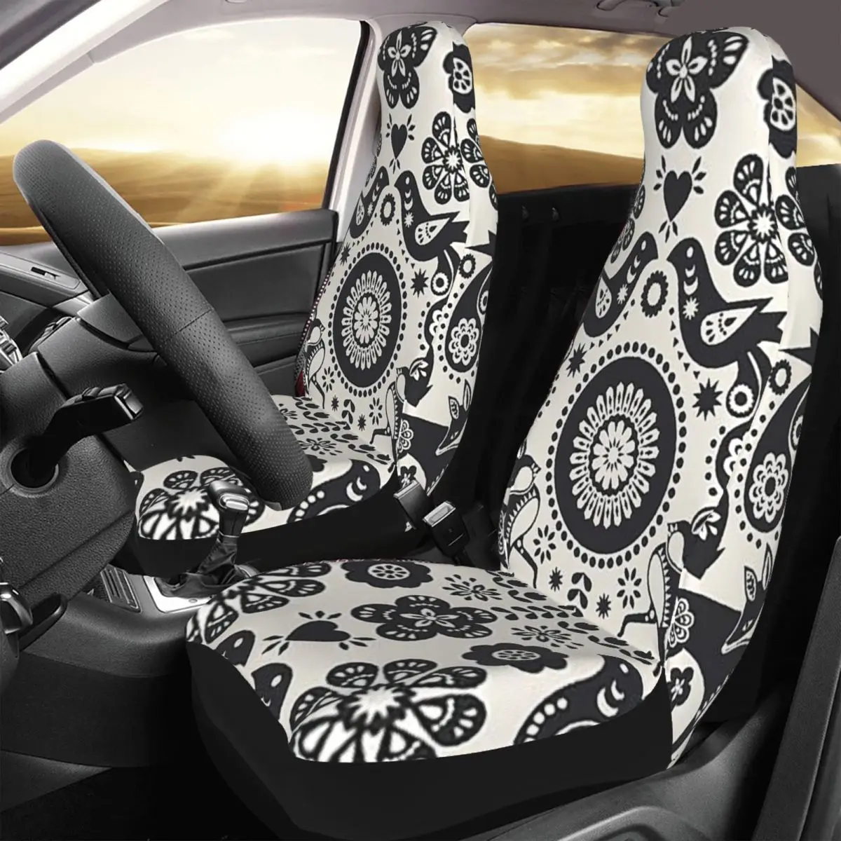 Oriental Rug Print Retro Car Seat Cover Custom Printing Universal Front Protector Accessories Cushion Set