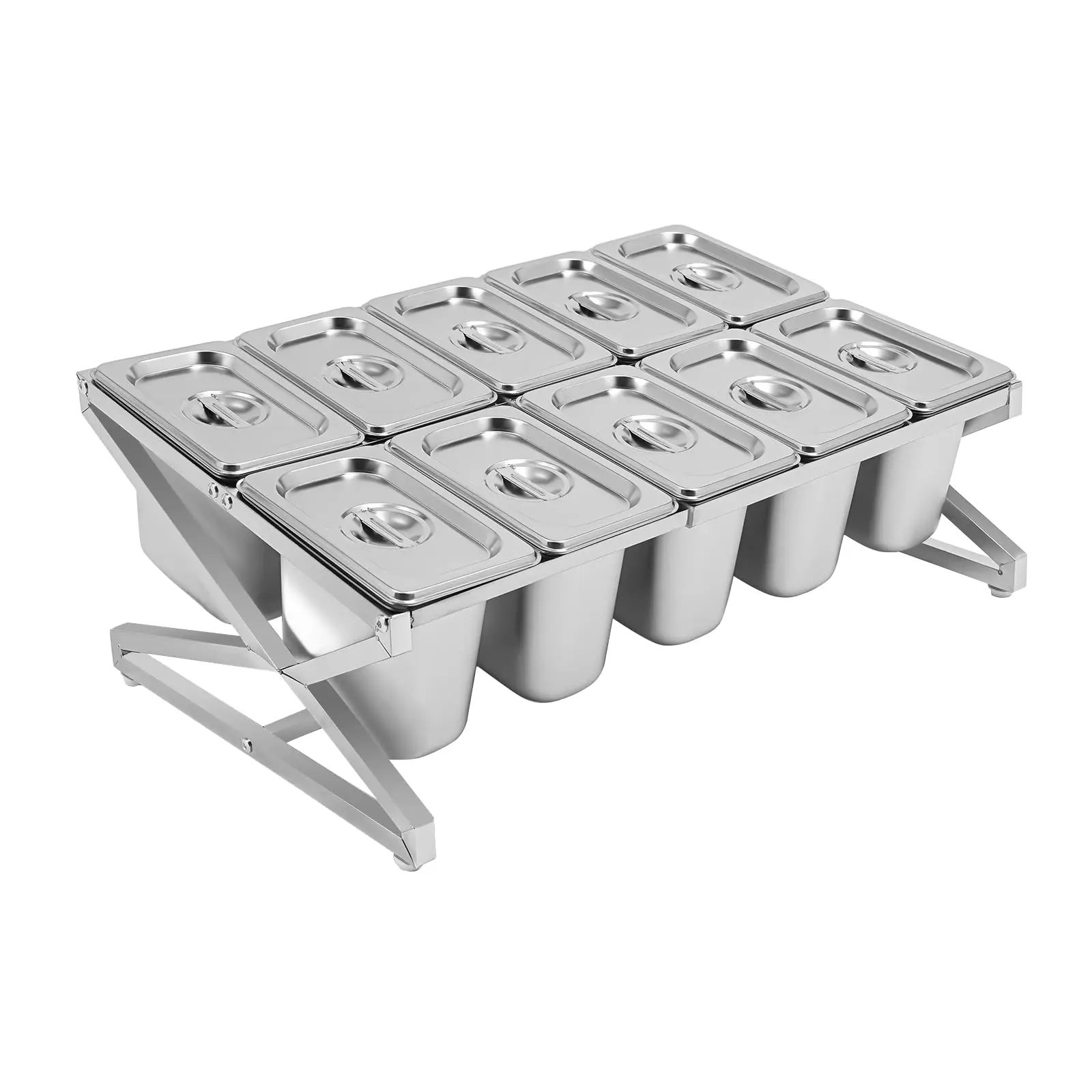 

Pizza Topping Station, 8 Stainless Steel Seasoning Containers with Lids & Ladles, Condiment Serving Tray for Prepping Ingredients