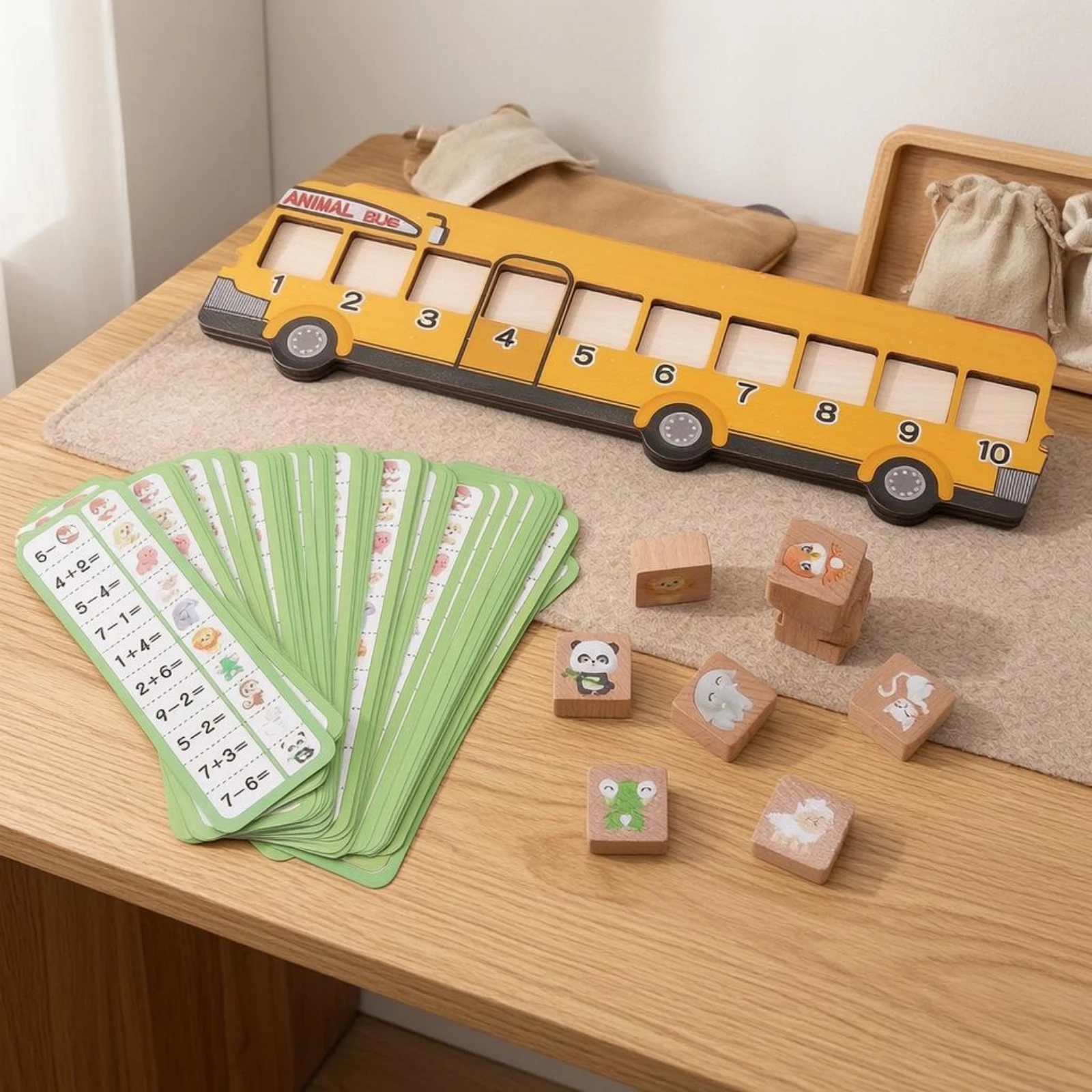 Animal Bus Toy Educational Animal Number Matching Set Counting Reasoning Toy Fine Motor Skills Hands-on Learning for Children