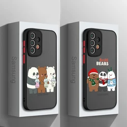 Cartoon bare bears For Samsung Galaxy A15 A05 A54 A34 A24 A73 A53 A23 A52 A71 A51 Frosted Translucent Hard Phone Case Coque Capa