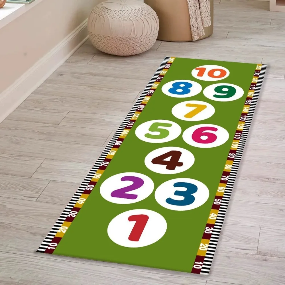 Colorful Hopscotch Play Mat Numbers Game Floor Rug NonSlip Kids Educational Carpet for Children Room Indoor Outdoor Gift