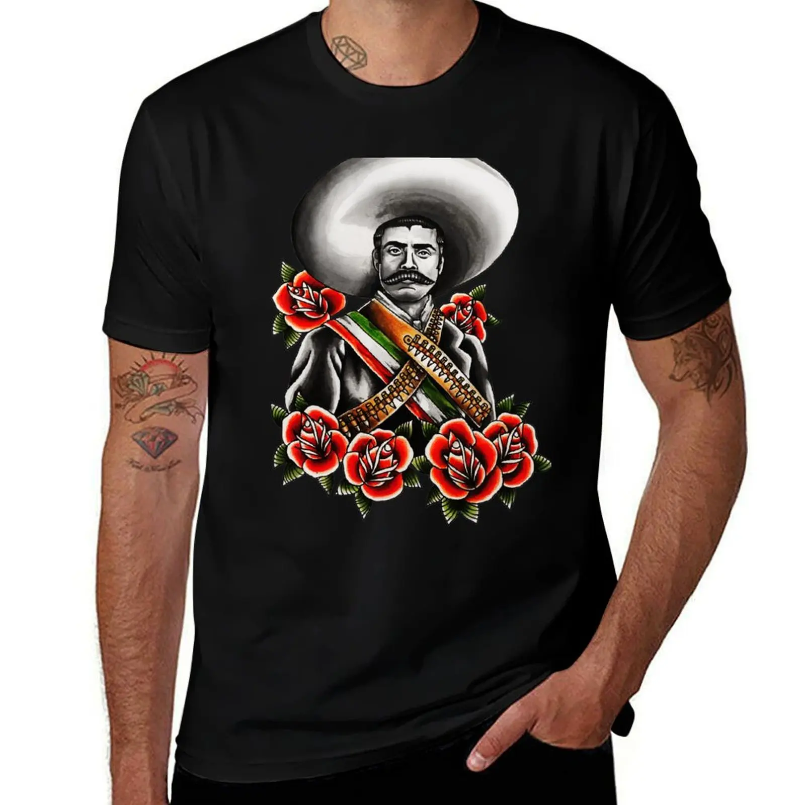 

Emiliano Zapata Portrait T-Shirt anime tshirt cotton t shirts man 100% t shirts for man cotton T-shirt