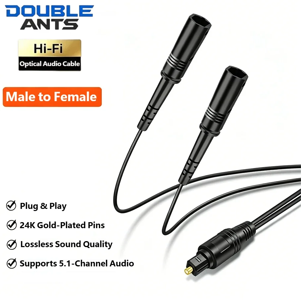 1 to 2 SPDIF Toslink Digital Fiber Optic Audio Splitter Cable 1 Male Input 2 Female Output for TV Xbox PS3 PS4 Speaker Amplifier