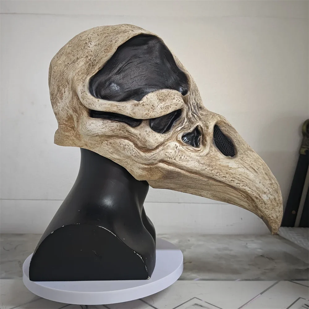 Crow Skull Adult Latex Mask Halloween Fancy Dress Party Horror Mummy Khonshu Skeleton Mask Movie Cosplay Raven Skull Head Cover