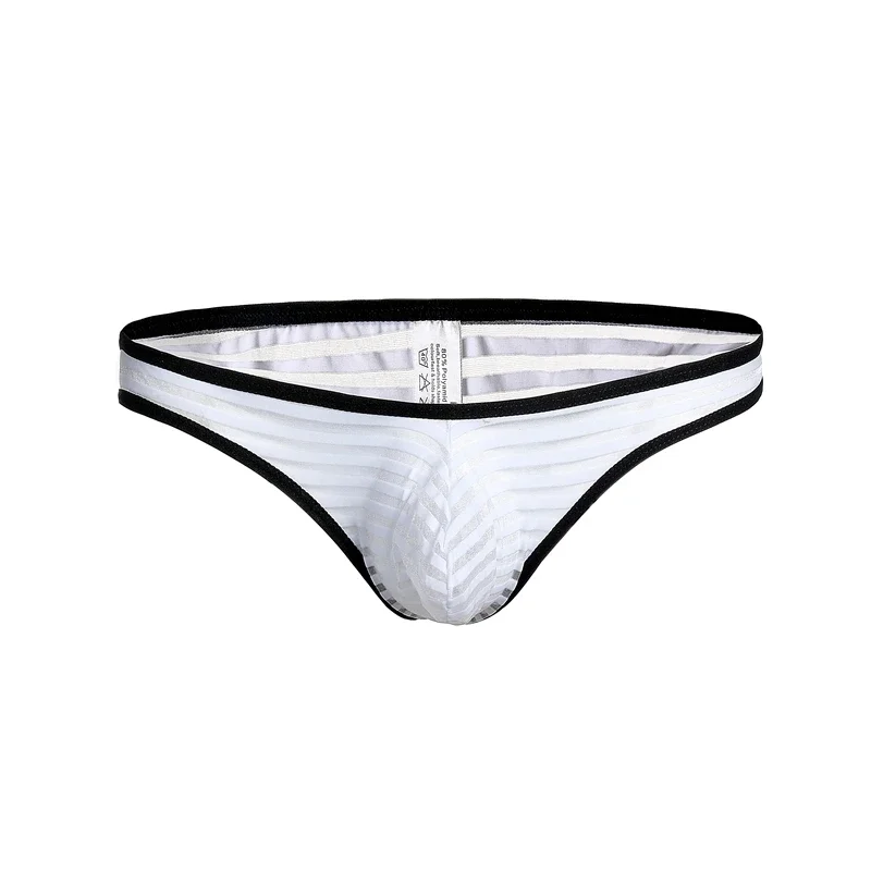 ملابس داخلية مثيرة للرجال سراويل داخلية مخططة شفافة قابلة للتنفس سراويل Tanga Hombre سيسي ملابس داخلية مثيرة للمثليين والقضيب #2