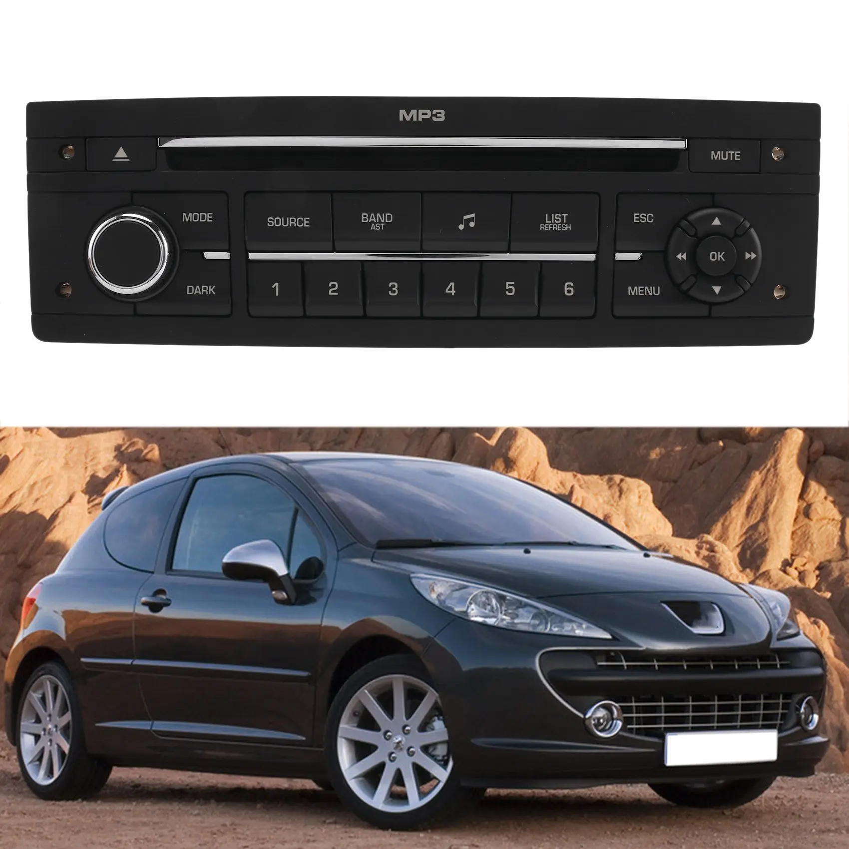 RD43 CD Player with USB AUX Function for Peugeot 206 207 307 508 Citroen C2 C4 C5 C6 Instead of RD4 Player