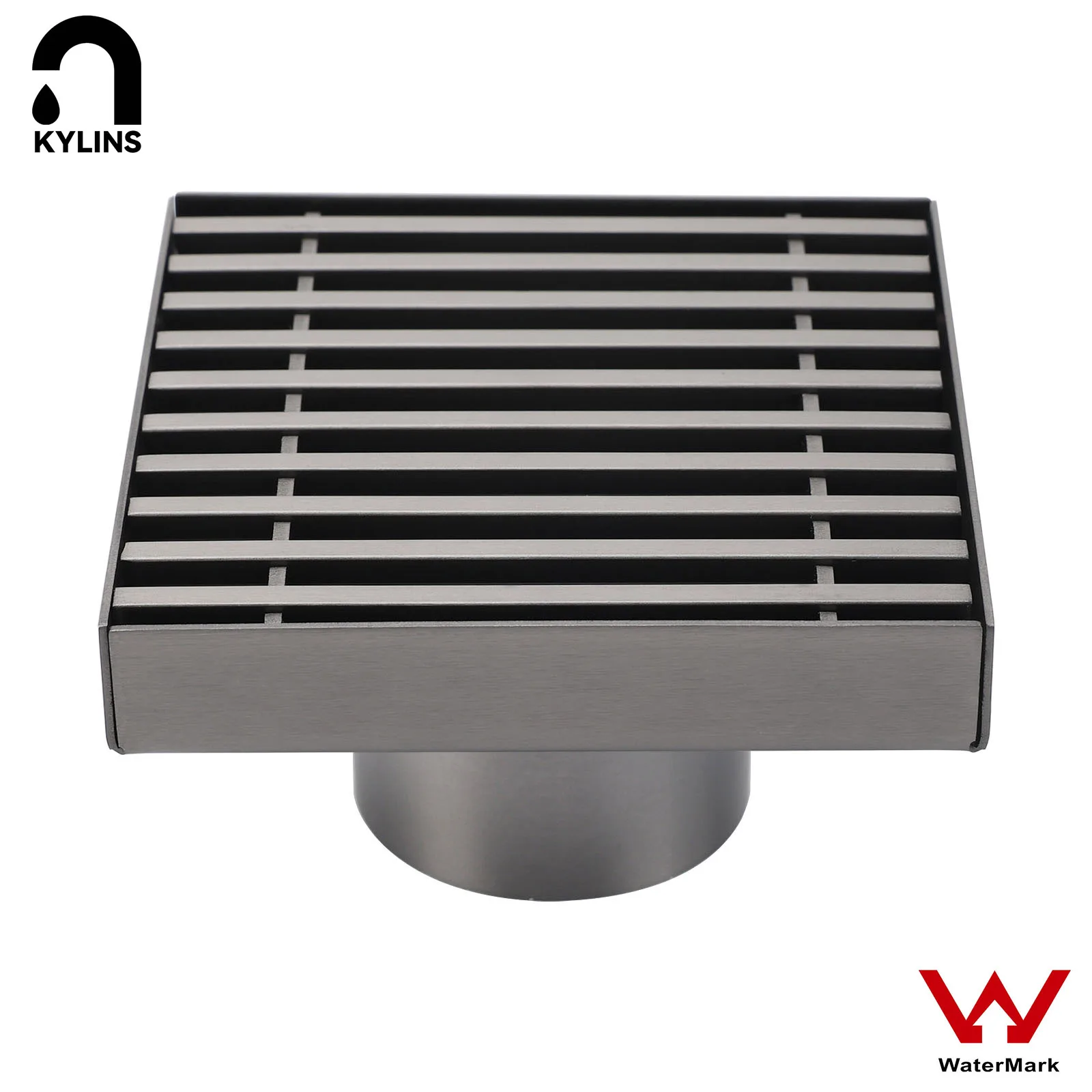 **Sydney Stock** KYLINS Gun Metal SUS 100mm Square Strip Fence Floor Drain Small Shower Grate 50mm Waste