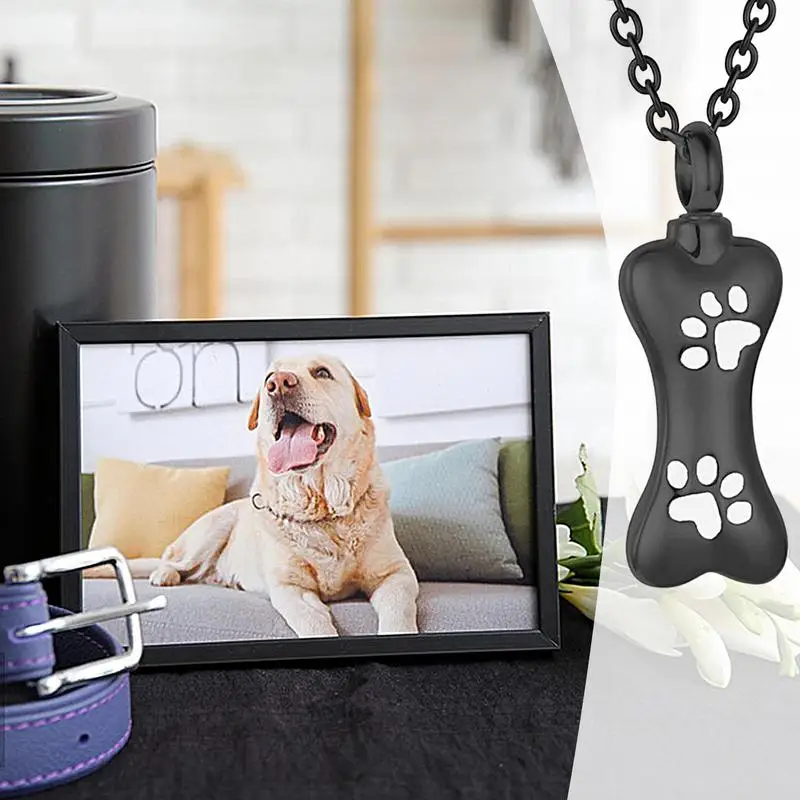 Paw Print Pet Urn Necklace Creative Pet Cremation Jewelry For Ashes Paw Printings Cremation Urn Jewelry Stainless Steel Memorial