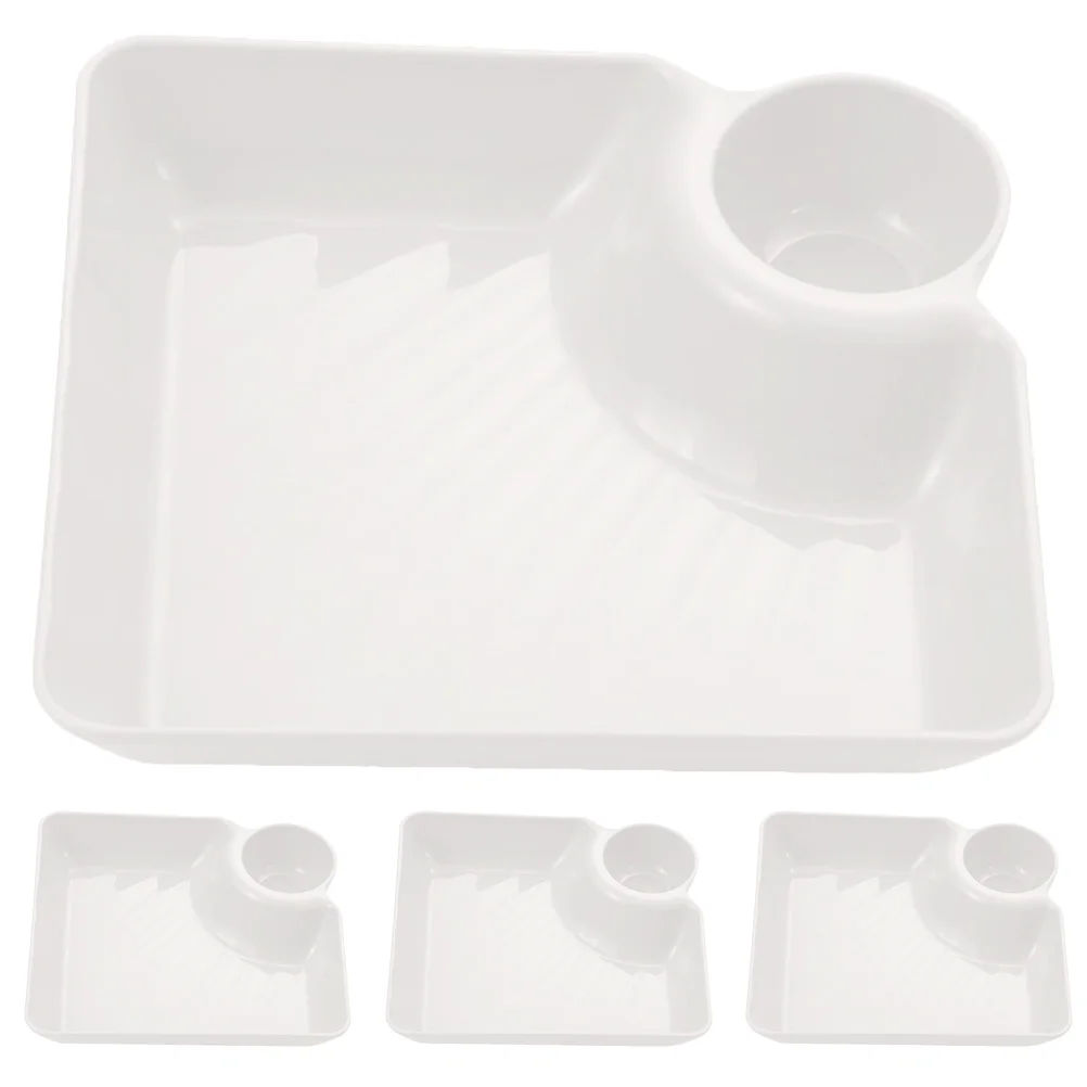 4 Pcs Dumpling Tray Side Dish Dessert Platter Platters Plastic Serving Food Mini Snack French Fries