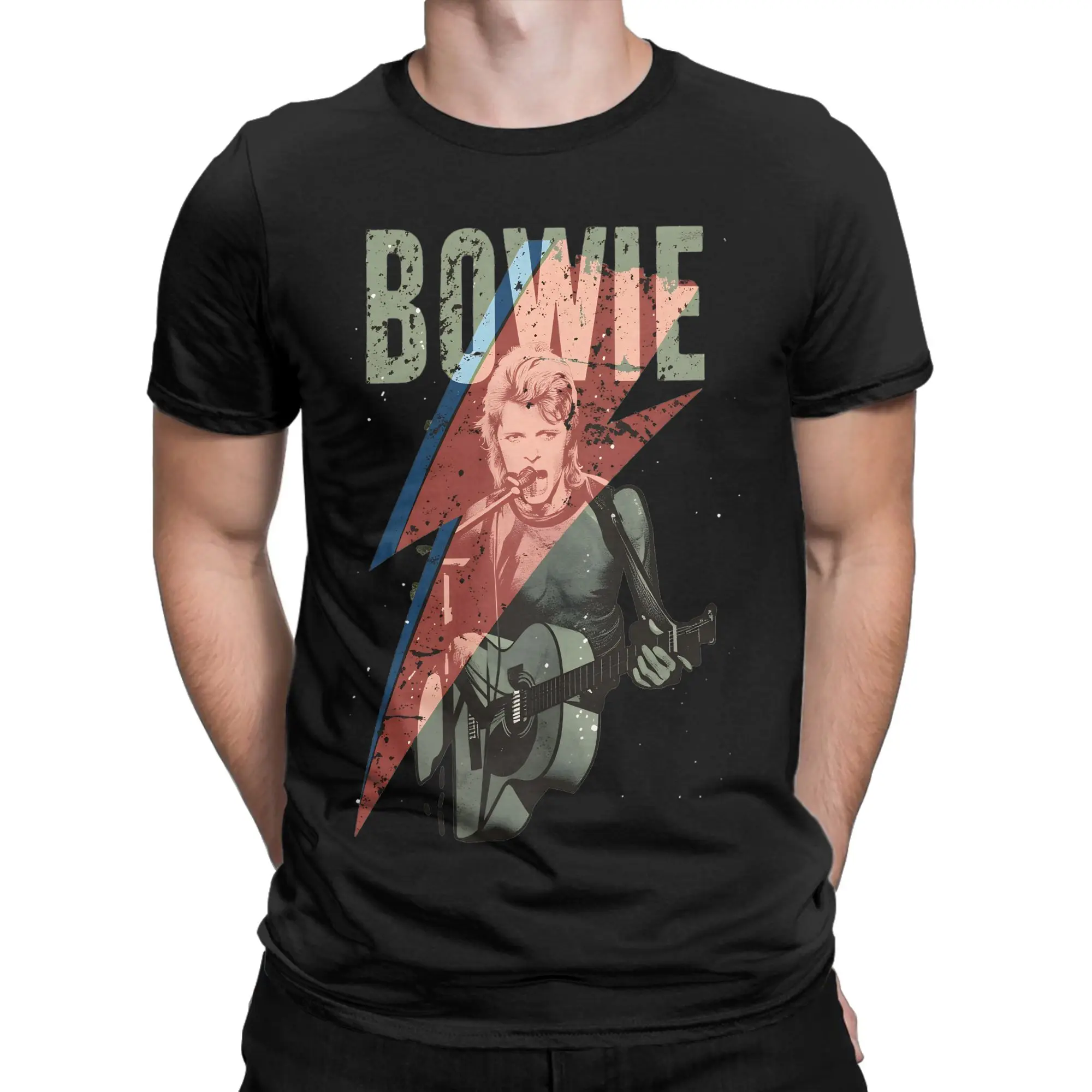 Lightning Bolt David Bowie  T Shirt Summer  Cotton T-Shirts For Men's Harajuku Custom Logo Tshirt Short Sleeve Awesome Top Tees