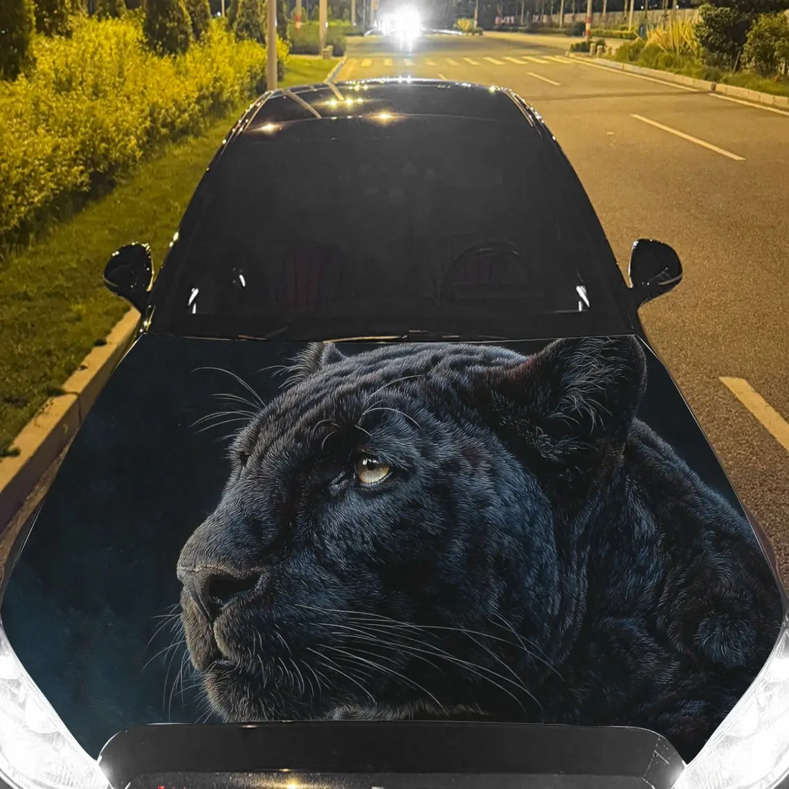 

Car Decal Panther with Photorealistic Dark Background & Savage-Graceful Aesthetic Car Hood Sticker, Waterproof Self - Adhesive V