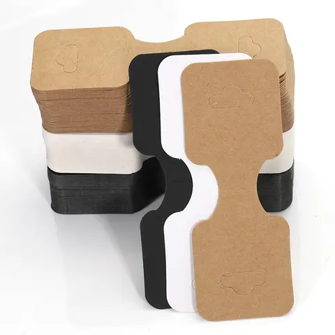 보석 전시를 위한 50pcs 3.5x9cm Kraft 종이 카드 Flodable 포장 Cardborad