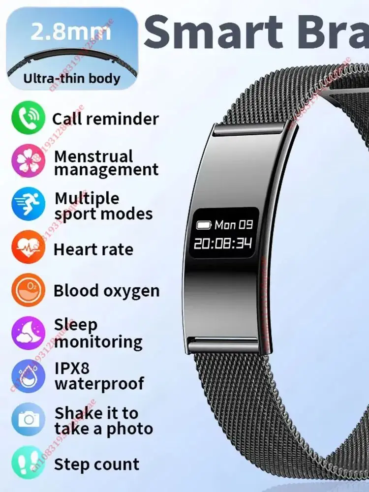 2026 Nieuwe Slimme Armband Ultradunne Hartslag Bloedzuurstof Slaapmonitor IPX8 Waterdicht Smartwatch Sport Dames Heren Smart Band - afbeelding 2