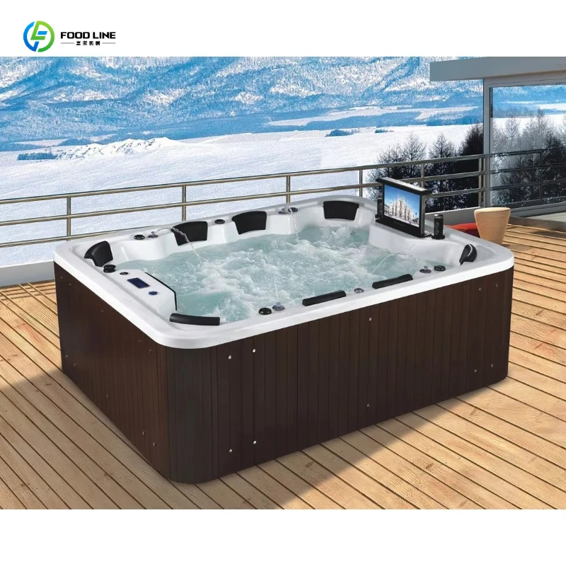 Acrylic Portable Bubble Jet Spa, 130 Jet Inflatable Hot Tub, Heated Massage Pool for Backyard & Rooftop