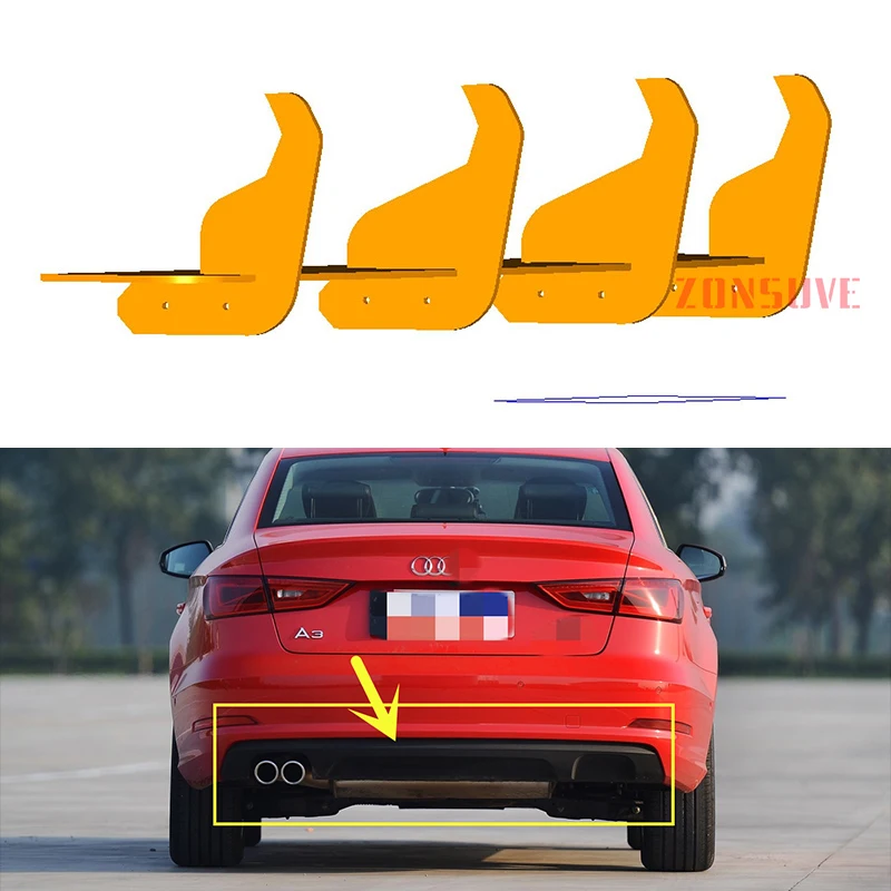 

For Audi A3 Sedan 2.0 S Tronic Convertib 2014-2016 Year Rear Diffuser Bumper Lips Spoiler Splitter Body Kit Accessories