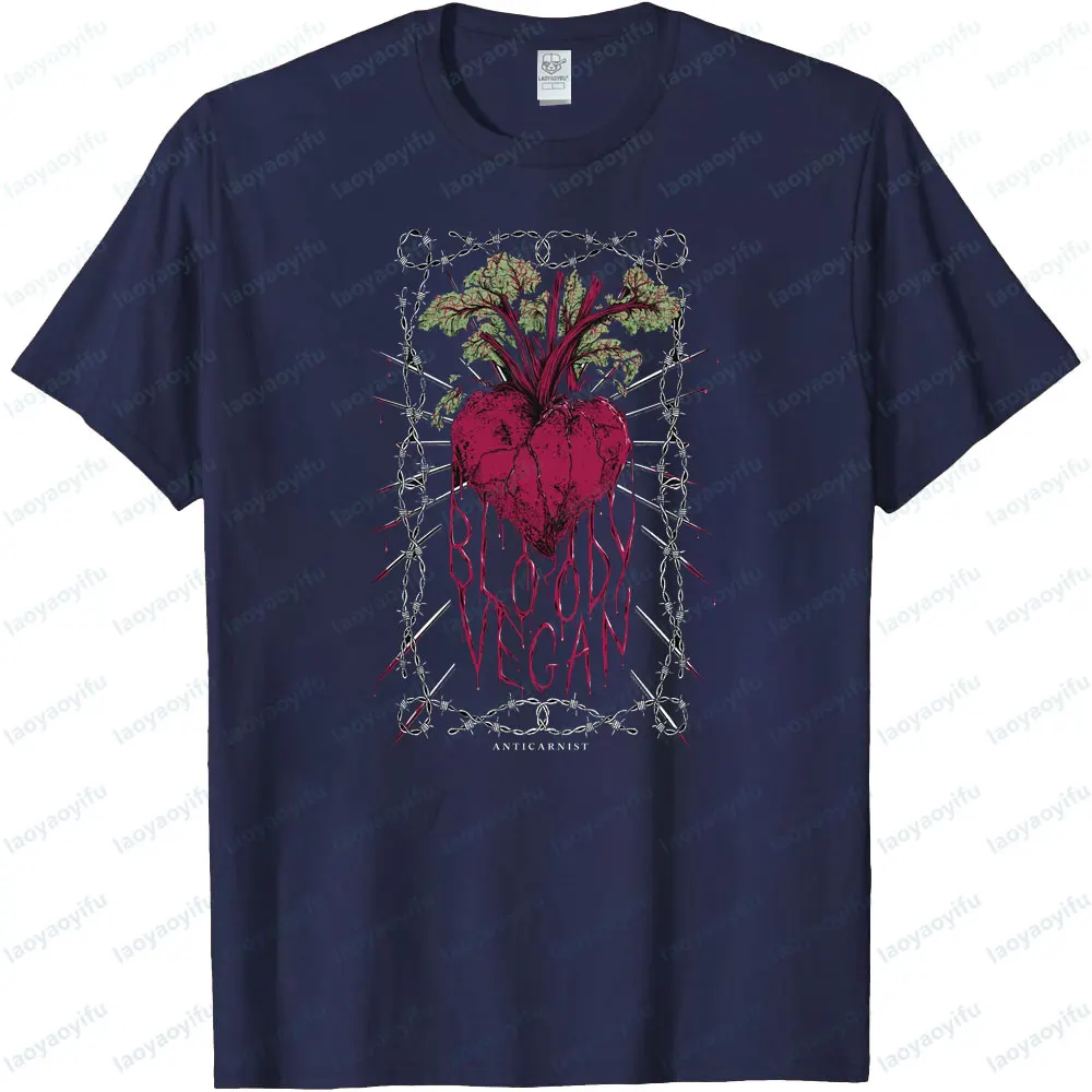 Bloody Vegan Anticarnist Unisex T-shirt Vegan Gift Clothing Gothic Style Creative Design Shirt Halloween Men Women Cotton Tops