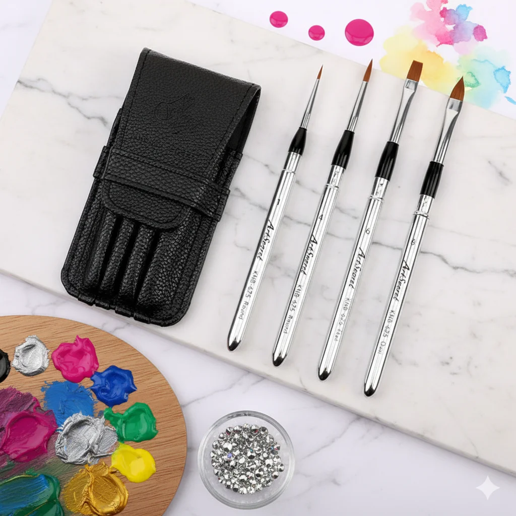 

Кисти для акварели и акрила, кисти для нейл-арта, щетина BASF, удобный дорожный набор кистей из 4 штук.