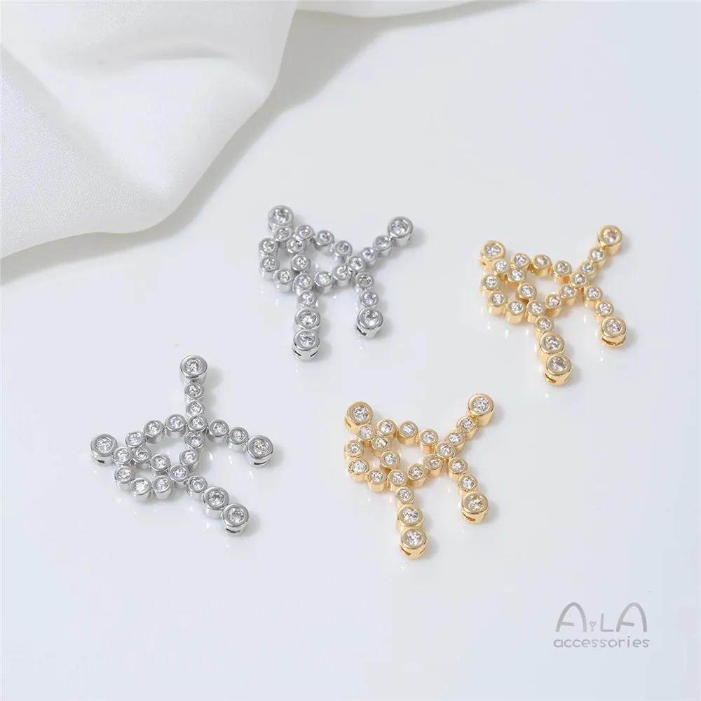 

14K Gold with Zirconium Sweater Chain, Double-row Pearl Necklace, Connecting Buckle, Diy Beaded Jewelry Material Accessories