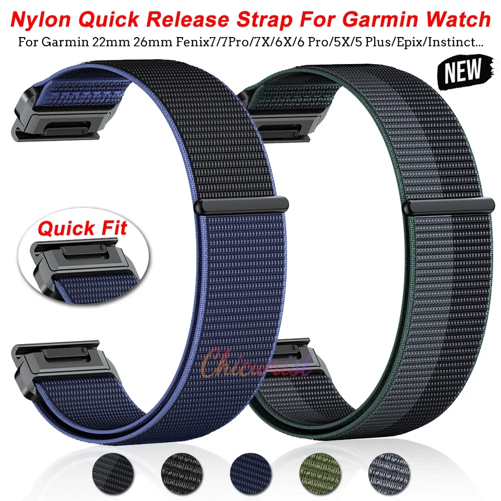 22 26MM Nylon Watchband Strap for Garmin Fenix 7/7Pro/7X/6X/6Pro/5X/5Plus/Epix/Instinct Quick Release WatchBand Bracelet Galaone