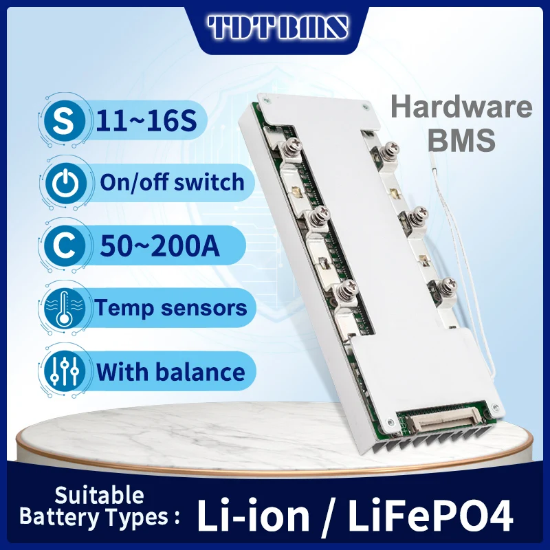 TDT BMS Lifepo4 12S 36V 13S 14S 48V 15S 16S 60V  Li-Ion 18650 Battery Packs 30A 50A 100A 150A 200A