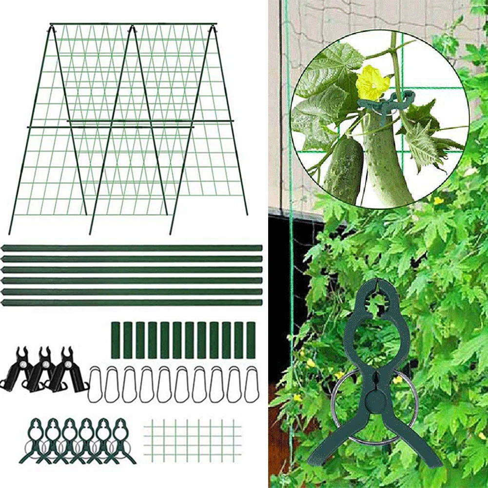 

Garden Trellis For Cucumbers 48x48 Inch A-Frame Foldable Garden Trellis For Raised Bed Climbing Plants Vegetable Grow Support