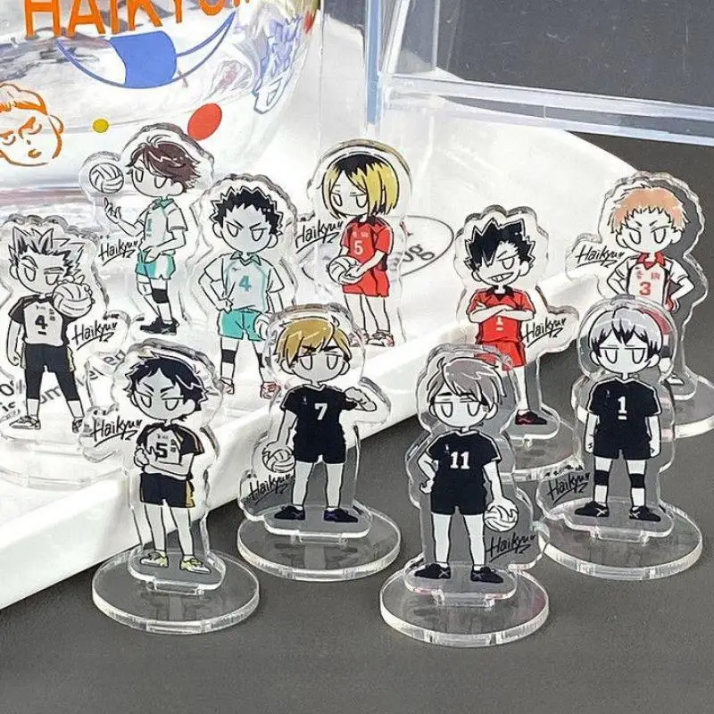 Haikyuu Mini Stand Up Sign Kawaii Student Desktop Ornaments Anime Cartoon Girl Figure Acrylic Suit Collect Model Birthday Gift