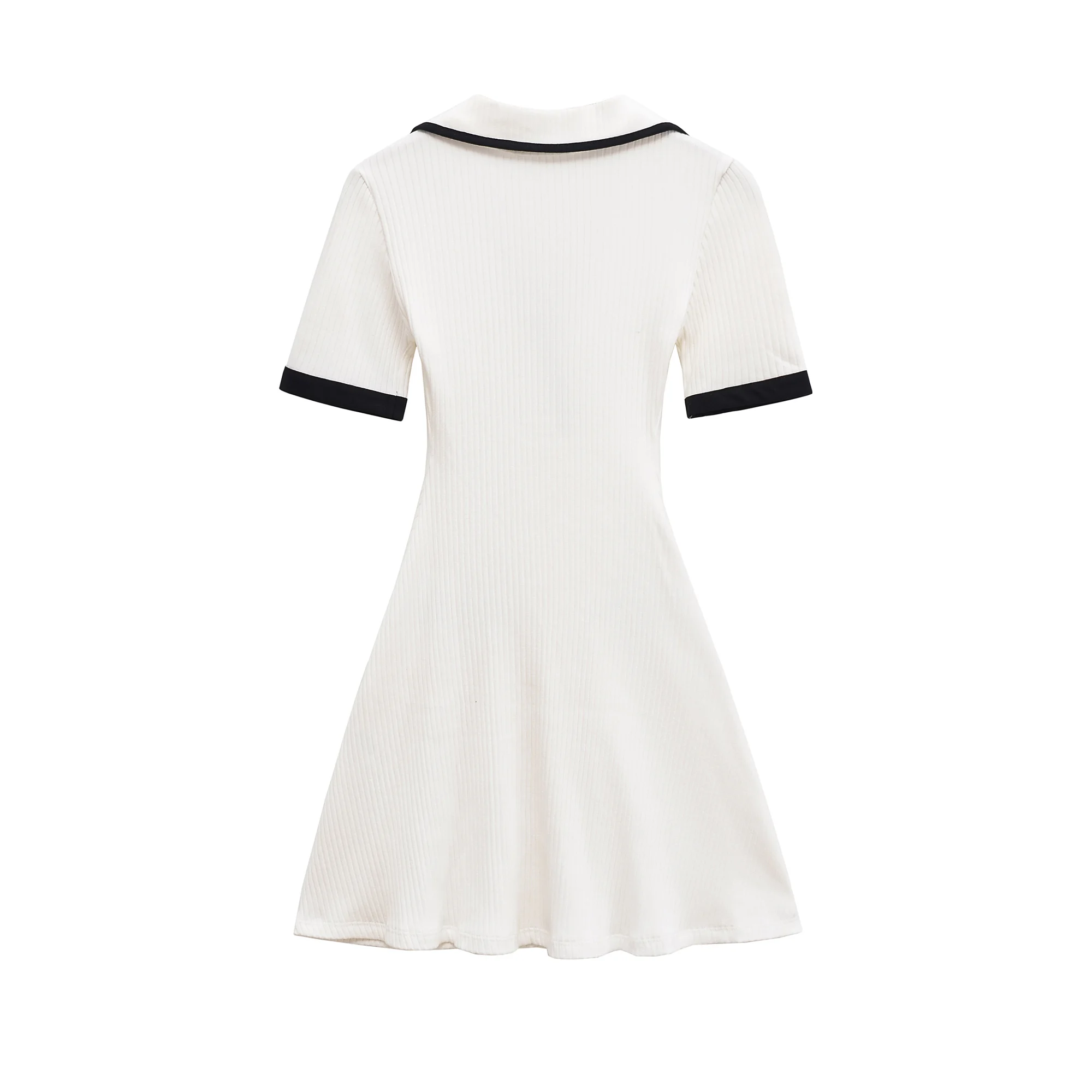 2025 가을 신상 여성 슬림핏 V넥 스타일 숏 스커트 허리 조절 메탈 버튼 골지 원피스 캠퍼스룩