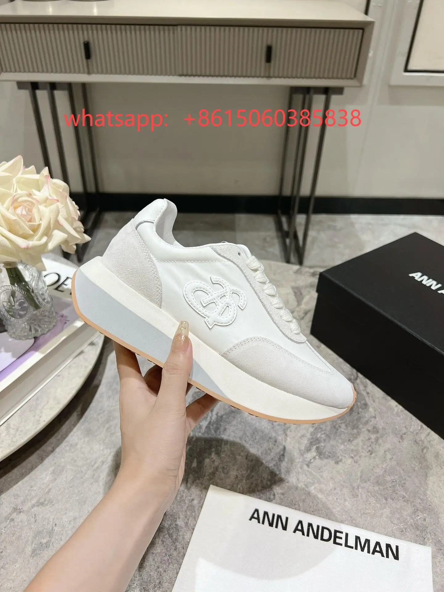 

White women's designer sneakers Ann Andelman Platform Sneakers Chunky Trainers Sporty Sole cheap fashion brand design shoes