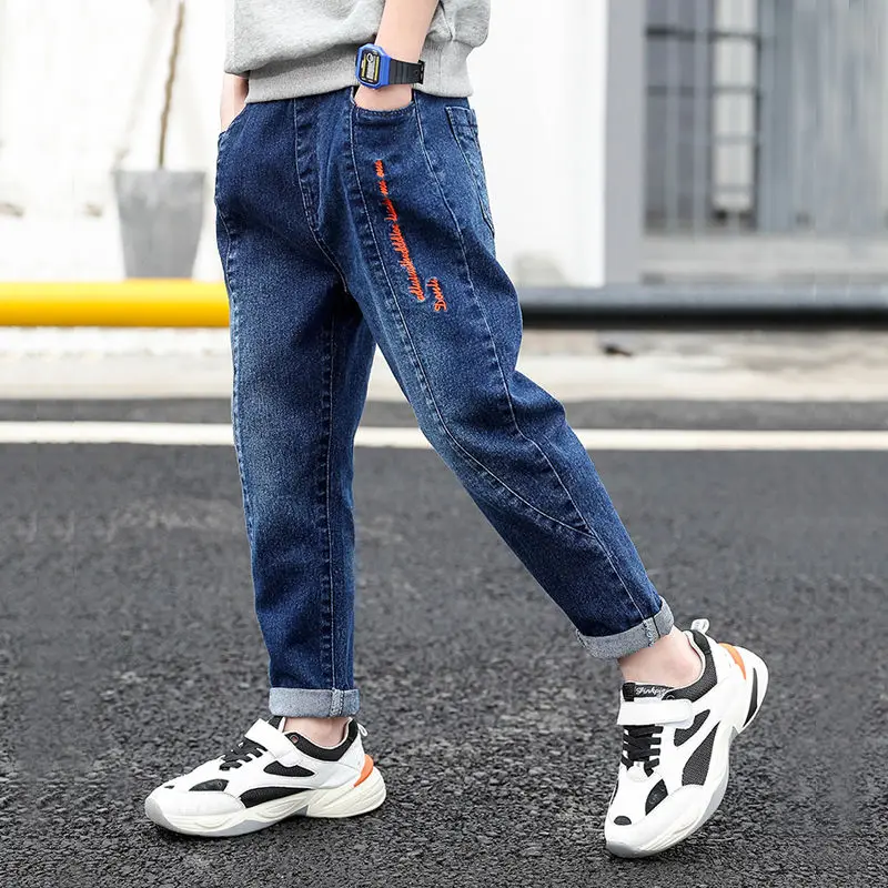 IENENS Boy's Jeans Spring Autumn Kids Denim Pants Casual Trousers Elastic Waist Pants 4 To 10 Years Old
