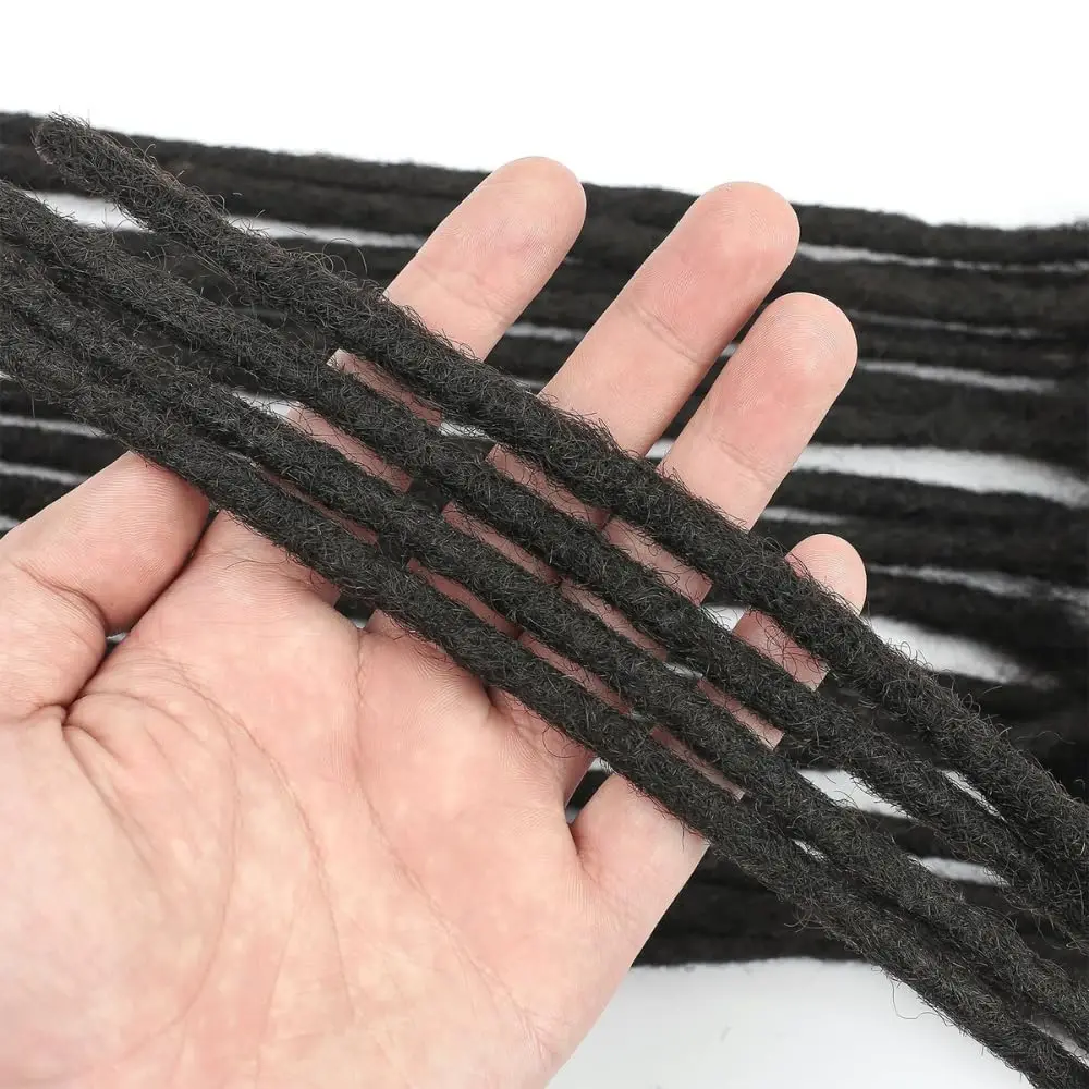 0.4Cm Width Dreadlock Extensions 10 Inch 30 Strands 100% Permanent Loc Extensions Human Hair Natural Black Curly Locs Human