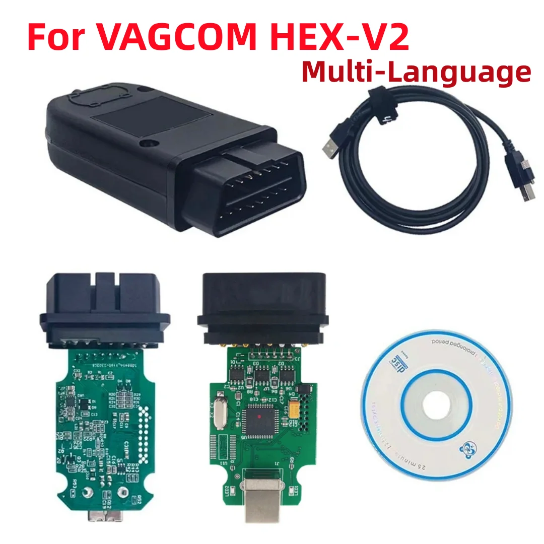 Newest VCDS For VAG HEX V2 V23.3 OBD2 Scanner USB Interface Unlimited VINs For Car Diagnostic Cable