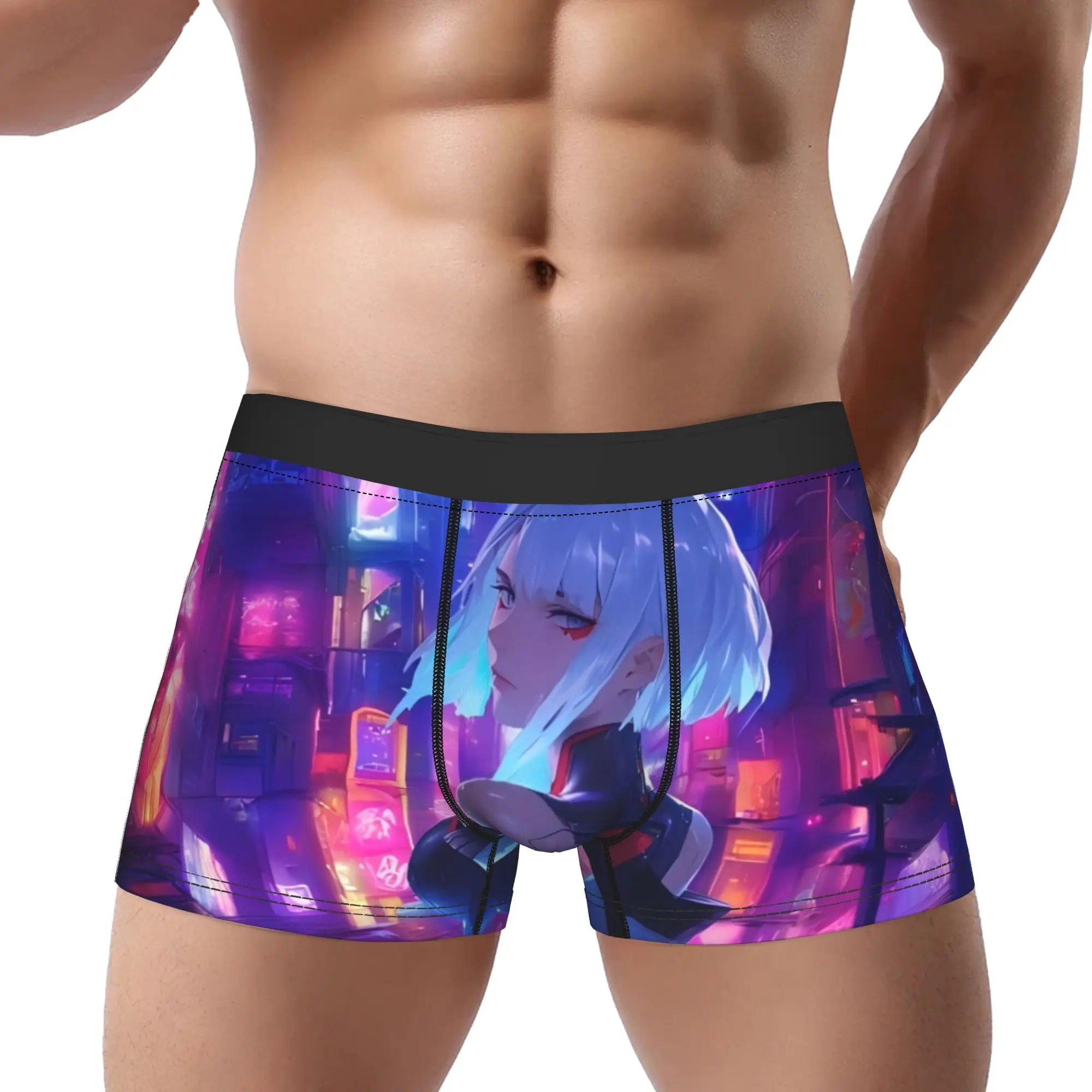 

Трусы Cyberpunk Edgerunners Homme, мужское нижнее белье, шорты с принтом, трусы-боксеры