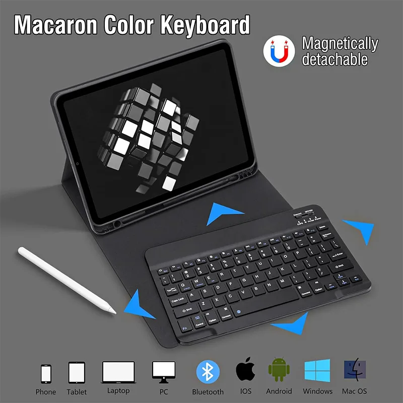 For iPad Air 11 inch M2 M3 Tablet Case with Keyboard for iPad Air 5/iPad Air 4th Gen 10.9 inch Keyboard Case with Pencil Holder view 3