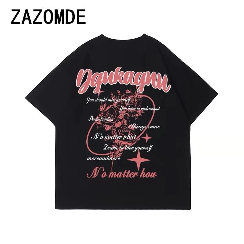 

ZAZOMDE Cotton Graphic Print T Shirt Vintage Fashion Casual O-Neck Short Sleeve Plus Size T Shirt Man Comfortable Streetwear