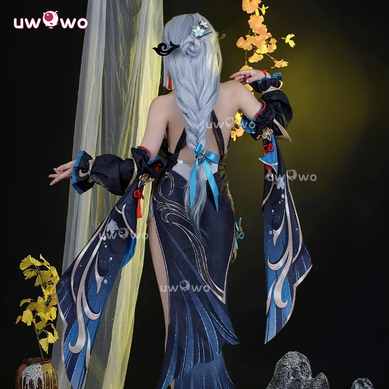 Collab Series: Genshin Impact Shenhe Frostflower Dew New Outfits Lantern Rite Cosplay Costume Shen He Cos Clothes