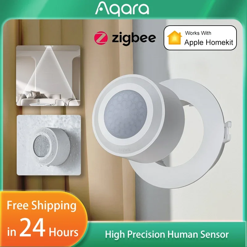 

Aqara Высокоточный датчик человека IPX5 Водонепроницаемый датчик человеческого тела Zigbee 3,0 Беспроводной умный датчик движения Работа с Apple Homekit