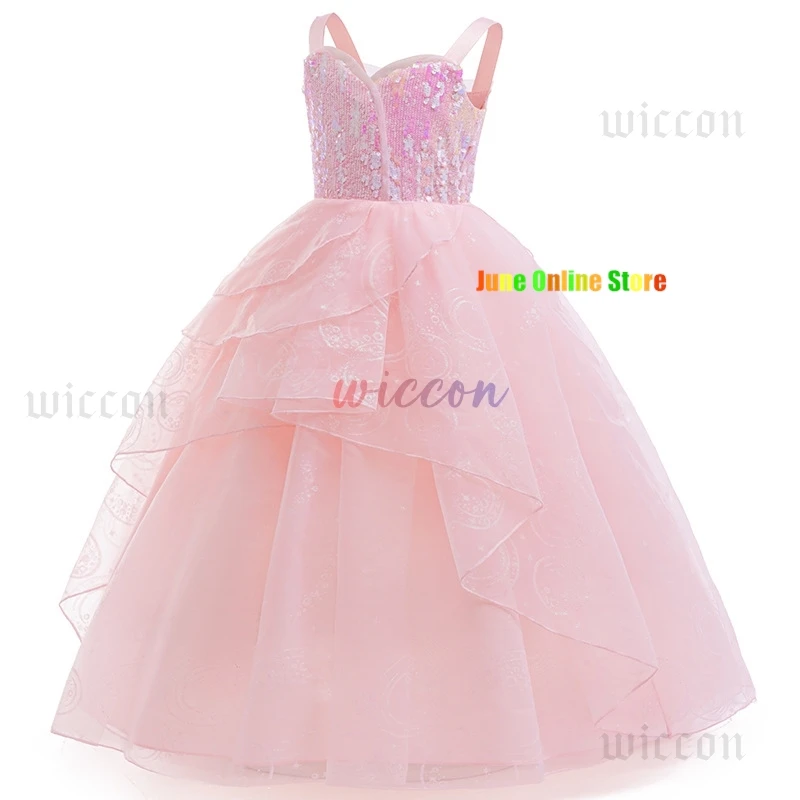 Girl Wicked Glinda Cosplay Costume Pink Wedding Princess Evening Dress Costume Halloween Costume Carnival Party Women Pink Dress