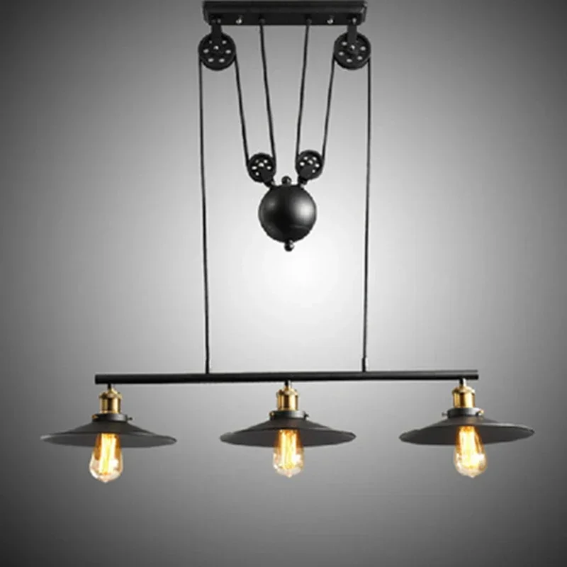 

American Style Led Rural Iron Pendant Vintage Industrial Style Loft Restaurant Bar Terrace Decoration Triple Head Ceiling Lamp