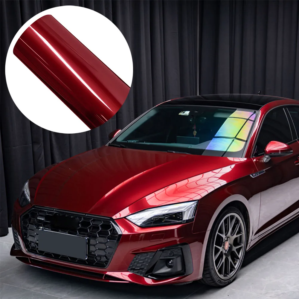 Liquid Metal Vampire Red PVC Car Vinyl Wrap Film with PET Release Liner Air‑Channel Bubble Free Auto Color Change Sticker