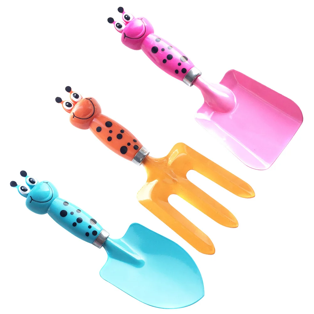 1 مجموعة 1 مجموعة من أدوات البستنة للأطفال مجموعة مجرفة رملية صغيرة أدوات حفر الزراعة في الهواء الطلق شوكة كرتونية مجموعة لعب حديقة الأطفال