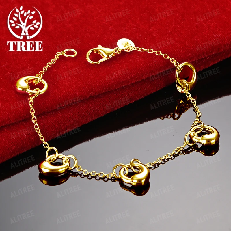 Luxury 18k Gold Bracelet Four-Leaf Clover Water Drop Snake Chain For Women Fashion Party Birthday Gift Popular Jewelry Gifts