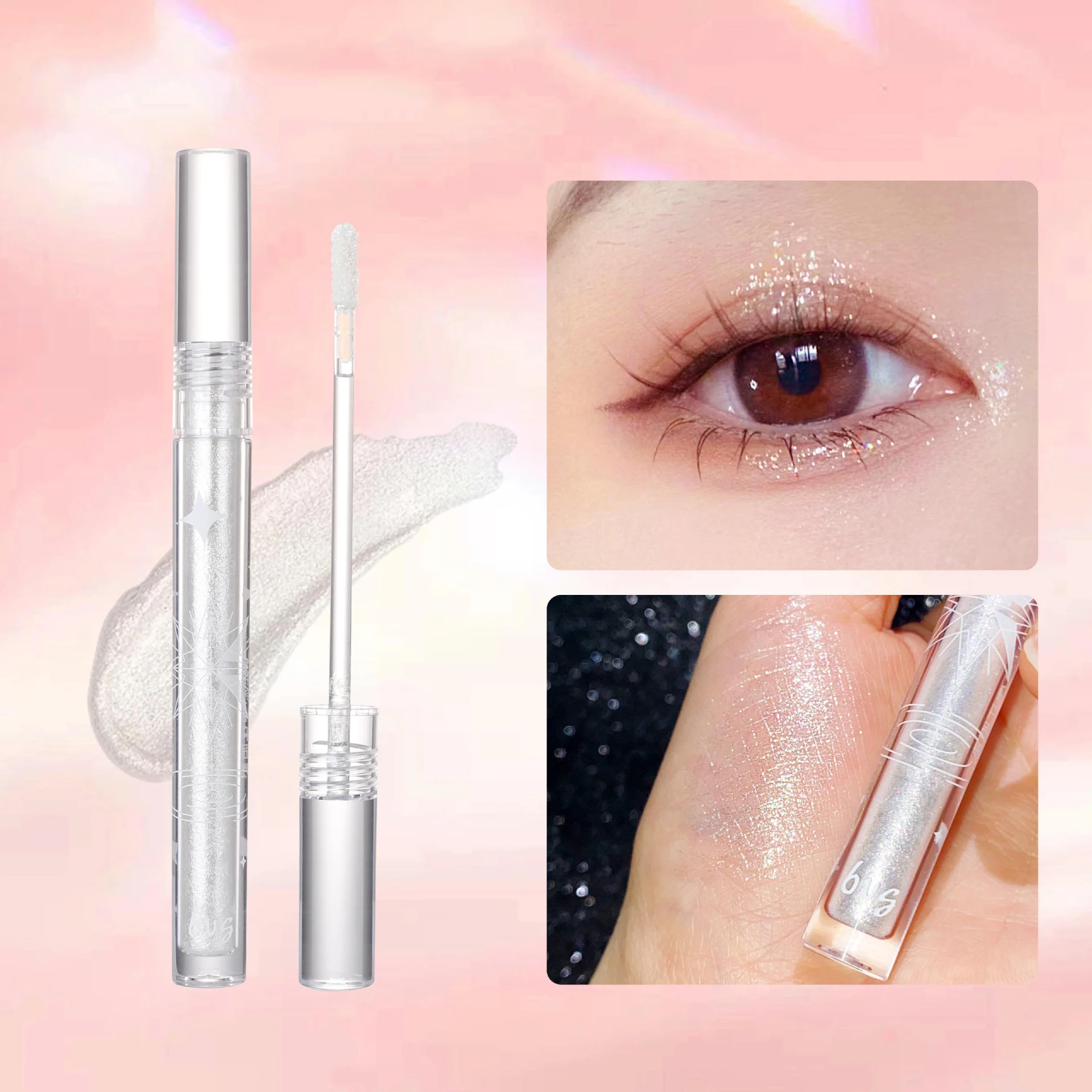 Sombra de ojos líquida impermeable, duradera, delicada, brillante, perla, floración ilumina los ojos, sombra de ojos líquida, cosméticos