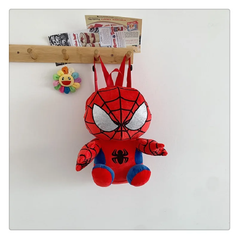 Spider Man Children Plush Backpack Kawaii Cute Anime Cartoon Kindergarten Travel Outdoor Bag Plush Doll Kid Birthday X-mas Gifts