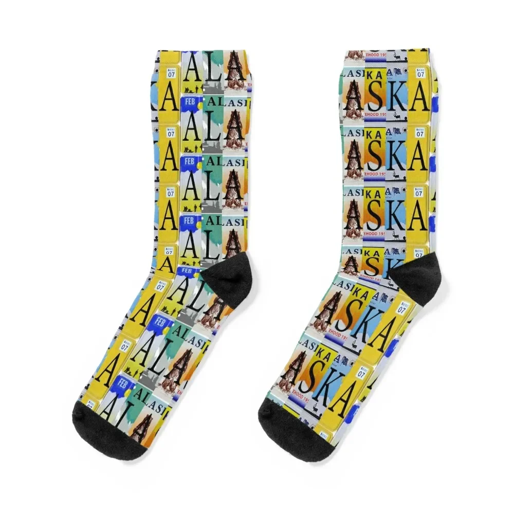 Alaska License Plates Socks shoes Stockings ankle Mens Socks Women's